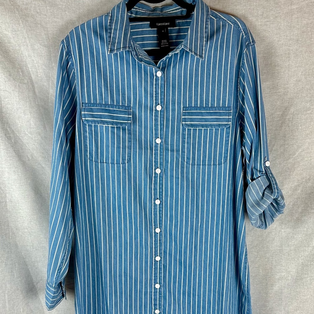 Karen Kane Dress XL New Blue with White stipes